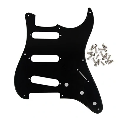 Imagen de IKN 8 Hole SSS ST Pickguard Scratchplate de guitarra eléctrica con tornillo para Vintage Style Guitar Parts, 1 capa negro