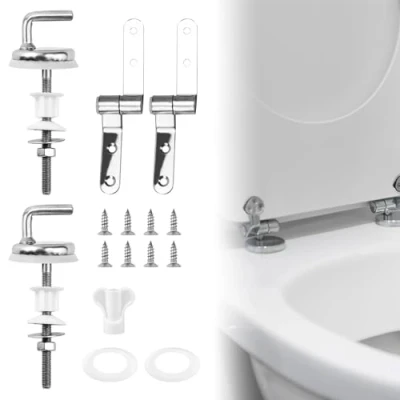 Imagen de CAREDGO 2 Pcs Bisagra Asiento de Inodoro Fijación Tapas WC Kit Bisagras Tapa Tornillos para Repuesto Accesorios con Montar y Fijar la del