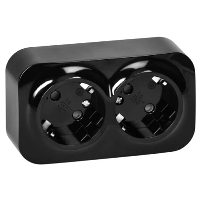 Imagen de Miratic Enchufe Pared Schuko Toma de Corriente IP20 Superficie Negro 16A/230VAC Duradero y Seguro para Uso Doméstico Comercial