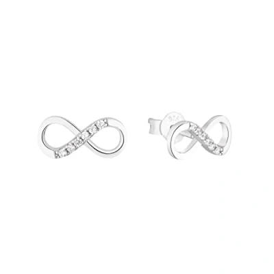 Imagen de Amor pendientes de plata ley 925, con sintetizador circonitas cúbicas, 0,6 cm, plata, infinito, en caja regalo