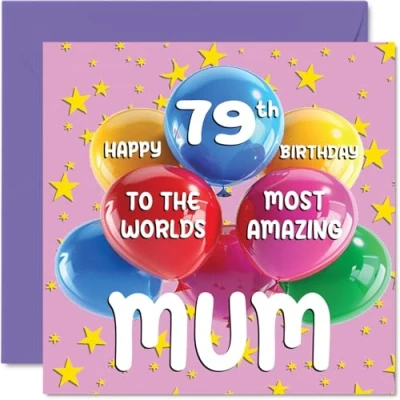 Imagen de Stuff4 Tarjeta de cumpleaños número 79 para mamá hija hijo, 145 mm x mm, años setenta y nueve tarjetas felicitación mamá, madre
