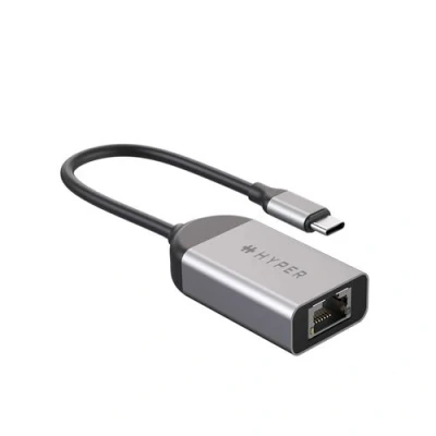 Imagen de Adaptador USB C a Ethernet HYPER Adapt. Ehernet, Cat 5e, 2.5 Gbps, Plata
