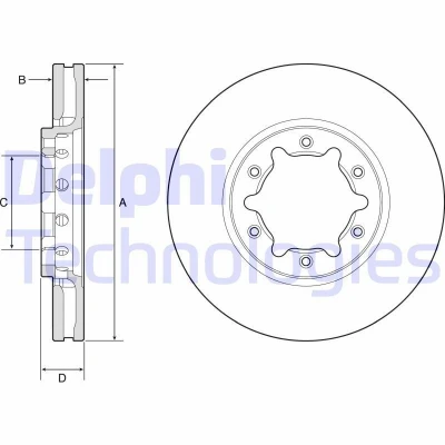 Imagen de DELPHI Disco de freno NISSAN: Patrol GR 5 SUV 34mm 6 ventilado aceitado sin procesar BG9179 40206VC200 Discos freno,