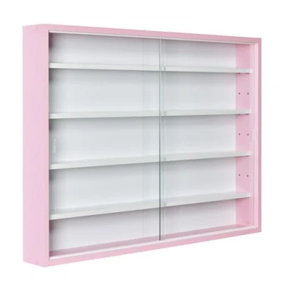 Imagen de Inter Link Vitrina de colección Estantería Pared Cristal Colgante MDF Rosa (80x60x9,5 cm) Pinkruby