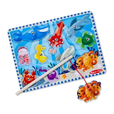 Imagen de Melissa &amp; Doug Juego magnético de Pesca, Juguete Madera, Puzzle con Animales Marinos y caña magnética, Juguetes desarollo, Educativo, Regalo para niños niñas 3 4 5 años