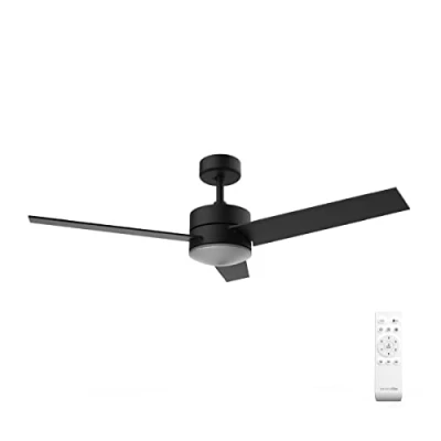 Imagen de UNIVERSALBLUE Ventilador de techo con luz silencioso Motor DC Aspas reversibles negro y marrón Mando a distancia