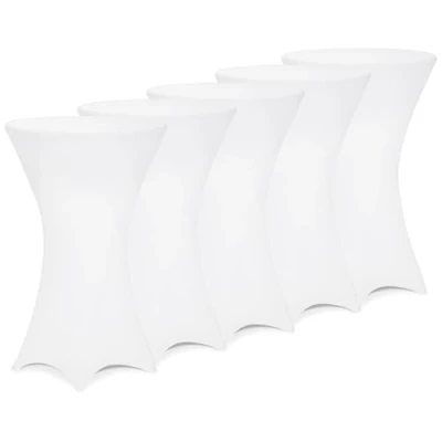 Imagen de Deuba 5 x Manteles elásticos para Mesa de pie Alta 60cm Lavable fácil Cuidado Blanco Eventos matrimonios