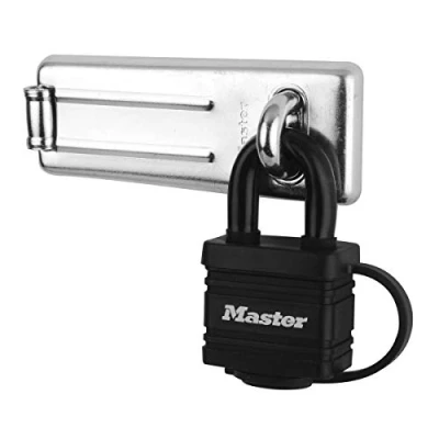 Imagen de Master Lock 7804704EURD Set de Portacandado y Candado con Llaves, Negro, 40 mm