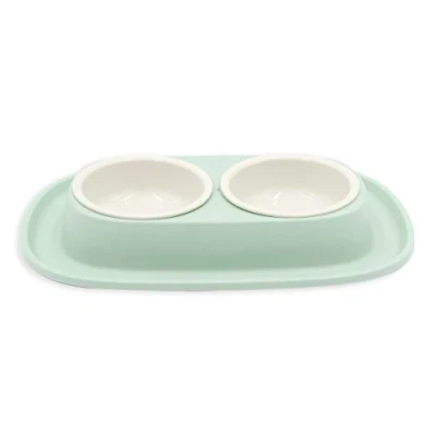 Imagen de Aimé Comedero y Bebedero Doble para Perros Gatos con Dos Cuencos Extraíbles Base Antideslizante Antiderrames 2X 230 ml