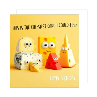 Imagen de Edition Seidel Tarjeta de cumpleaños cuadrada Premium con sobre. felicitación texto Feliz para marido, esposa, novio, novia, humor queso (GQ237 SW024)