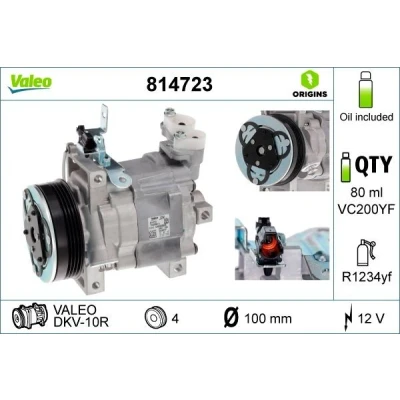 Imagen de VALEO 814723 Compresor de Aire Acondicionado DKV10R