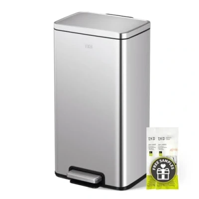 Imagen de EKO Madison Cubo de Basura Cocina 30L con Pedal y Cierre Suave Papelera Acero Inoxidable Antihuella Diseño Compacto Robusto Incluye Bolsas Ideal para Cocinas Modernas