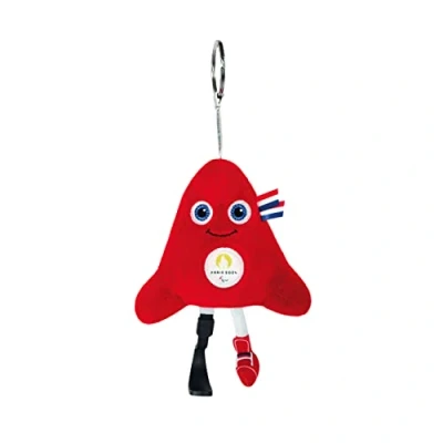 Imagen de Doudou et Compagnie JO2499 Llavero de peluche paralímpico para mascota oficial los Juegos Olímpicos y Paralímpicos París 2024 Forma gorro frigio rojo 10 cm