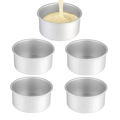 Imagen de XZJMY Paquete de 5 moldes para tartas pulgadas, mini redondos aluminio tartas, se utilizan reuniones familiares hornear pizza y quiche
