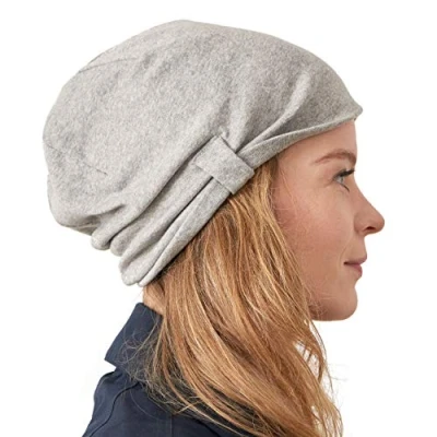Imagen de CHARM Gorros de Algodón Orgánico Mujer Verano Gorra Suave Quimio Sombrero Gris Claro