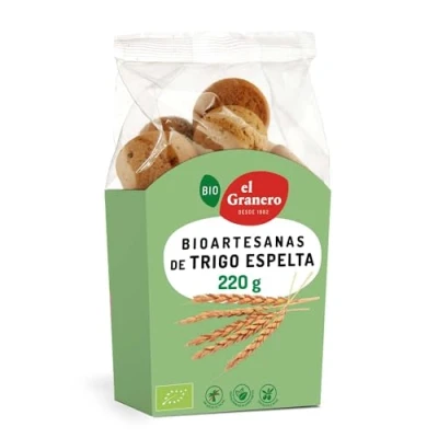 Imagen de El Granero Integral Galletas Artesanas de Trigo Espelta BIO 220 g Alto Contenido en Fibra y Nutrientes Esenciales Propiedades Energéticas Aptas para Veganos