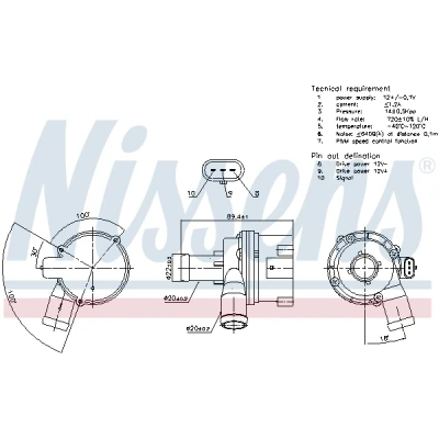 Imagen de NISSENS 831117 Bomba de agua eléctrico AUDI: A4 B8 Berlina, A5 Sportback, Q5, VOLKSWAGEN: Touareg I, II