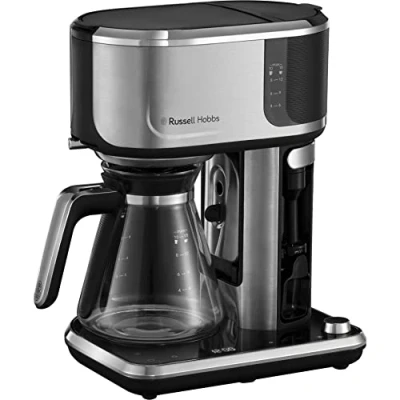Imagen de Russell Hobbs Cafetera de Goteo Attentiv, Jarra Cristal 1,25L, Filtro Extraíble, Táctil, Dispensación Automática, Vaporizador Leche, Cuchara Medidora, Programable, Acero Inoxidable, Plata 26230 56