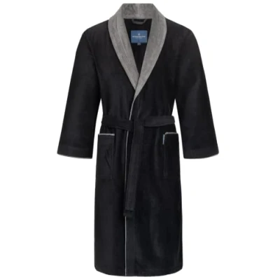 Imagen de Morgenstern Albornoz Hombre Algodón Cuello Chal Rizo Terciopelo Negro/Gris Talla L