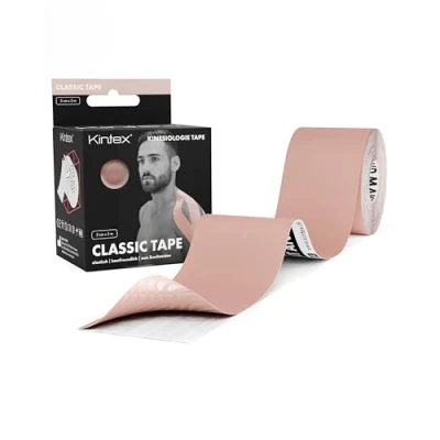 Imagen de Kintex Cinta Kinesiologica Kinesiotape Resistente al Agua y a la Piel, 5cmx5m, para Deporte, Cintas Elásticas Fisioterapia Venda Elástica Adhesiva Vendas (Beige)