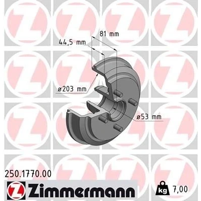 Imagen de ZIMMERMANN 250.1770.00 Tambor de Freno 243 FORD: FIESTA 5, Fusion Familiar