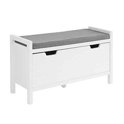Imagen de SoBuy FSR97 W Zapatero Banco con 1 Puerta para Guardar y Ordenar cojín Acolchado 91 x 30 50 cm ES
