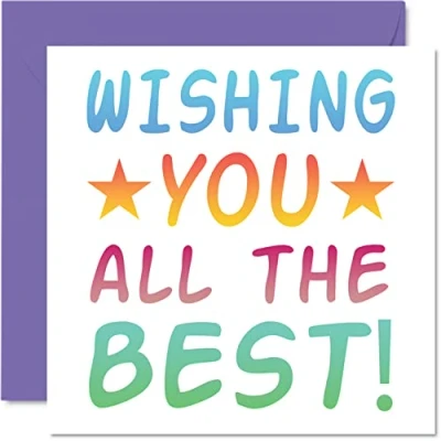 Imagen de Stuff4 Tarjetas de despedida para colegas, mujeres y hombres, con texto en inglés Wishing You All The Best, tarjeta felicitación 145 mm x mm, regalos divertidos despedir,