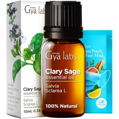 Imagen de Gya Labs Clary Sage Aceite esencial Para estados de ánimo tranquilos (10ml) puro grado terapéutico relajación, salud y alivio del estrés Uso en difusor o la piel el cabello