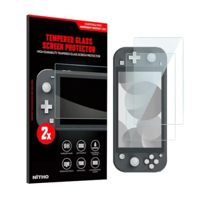 Imagen de NITHO Protector de Pantalla Vidrio Templado Compatible con Consola Switch Lite, Dureza 9H, Alta Durabilidad, Sin Burbujas, Anti Arañazos y Golpes (2 Piezas)