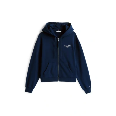 Imagen de Tommy Hilfiger Script ZIP Hoodie Sudadera con cremallera, Mujer, Talla: XXS, Dark night navy