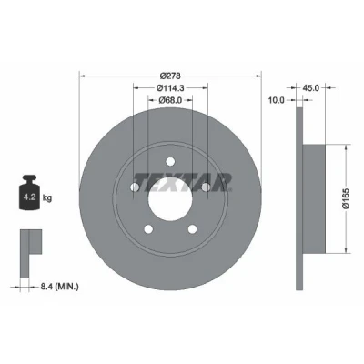 Imagen de TEXTAR PRO 92125703 Disco de freno 278 10 05/05 114,3 macizo revestido sin perno sujeción rueda, buje rueda NISSAN: Almera Tino