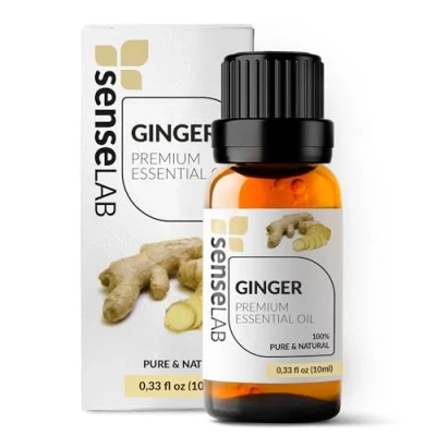 Imagen de SenseLAB Aceite Esencial de Jengibre Indio Natural 100% Puro Grado Terapéutico para Difusor Aromaterapia Masaje y Cuidado del Cabello (10 ml)