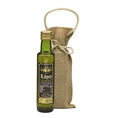 Imagen de Botella Dórica Aceite de Oliva Virgen Extra 250 ml Irrellenable Cristal con Saco Yute