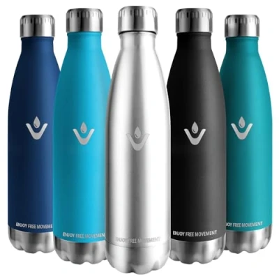 Imagen de Vikaster Garrafa termica, 750ml Botella agua acero inoxidable, Mantener 12H Caliente/24 Frío, Termo Sin BPA, termica Niños, Adultos, Deporte, Oficina, Exteriores