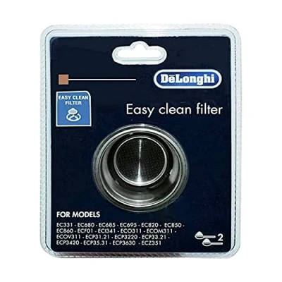 Imagen de Anakel Home Filtro Cafetera Easy Clean 7313288199 Compatible con DeLonghi EC680, EC685, EC860 y ECP Acero Inoxidable, 2 Tazas de Capacidad