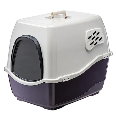 Imagen de Ferplast Arenero Gatos Cubierto Maxi Bill, para Grandes, Caja de Arena Gatos, Bandeja Sanitaria con 2 Filtros Antiolor, 57 x 45 h 48 cm, Puerta Oscurecida y Asa