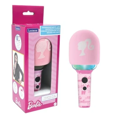 Imagen de Lexibook, Barbie, Micrófono inalámbrico con Altavoz, 4 modificadores de Voz, Efectos luz Multicolor, Batería Recargable (MIC280BB)