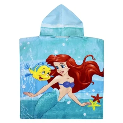 Imagen de Jerry Fabrics Disney Ariel Poncho de baño infantil con capucha, 50 x 115 cm, multicolor