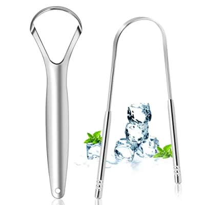 Imagen de Brencco 2 limpiadores de lenguas acero inoxidable, raspador lengua, cepillo lengua para limpieza bucal, reciclable, fácil limpiar, respetuoso con el medio ambiente y práctico