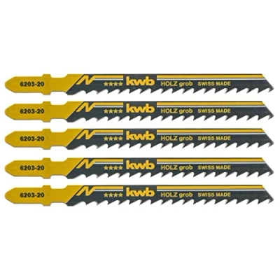Imagen de KWB 49620325 Pack de 5 hojas sierra calar (corte grueso, madera y pvc)