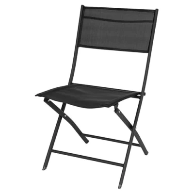 Imagen de Spetebo Silla plegable para balcón en negro, 83 x 55 cm, de acero y textil, camping, jardín, balcón, terraza, plegable, tela