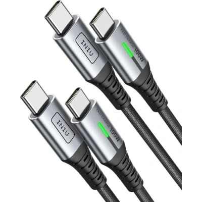 Imagen de INIU Cable USB C a C, 100W [2Pack 2m] Carga Rapida PD 5A QC 4.0 Tipo Nylon para iPhone 16 15 Pro MacBook 2020 Samsung S22 Ultra iPad Air Pixel 7 Huawei P30 Steam etc.