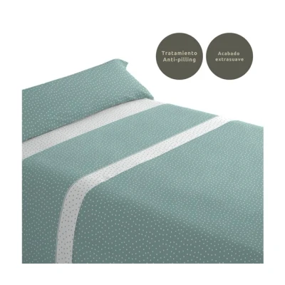 Imagen de Donegal Collections Juego de Sábanas Estampadas 3 Piezas Cama 135 cm Sabanas 135x190 Incluye Sabana Bajera, Encimera, Funda Almohada Puntos Aqua