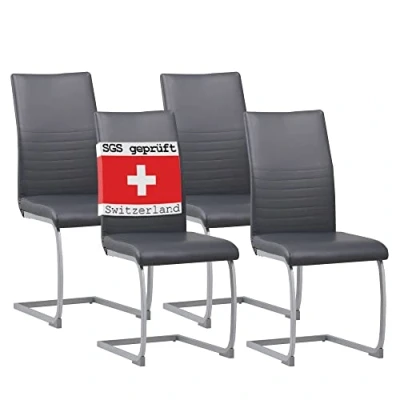 Imagen de Albatros Silla Cantilever Murano Set de 4 sillas Gris, SGS Probado