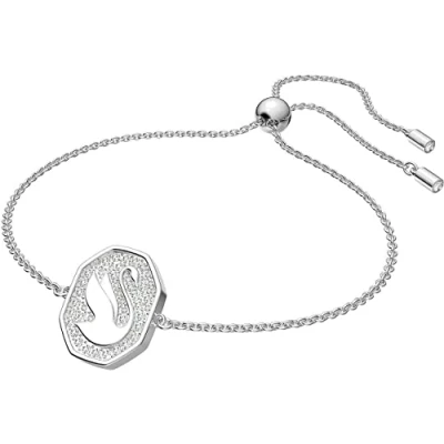 Imagen de Swarovski Pulsera Signum para Mujer, en Baño de Rodio, con el Simbólico Logo Cisne y la Emblemática Forma Octogonal, Cierre Ajustable, Colección