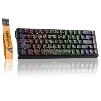 Imagen de ATTACK SHARK X68MAX HE Teclado Gaming de Aluminio con Cable y Gatillo Rápido,Interruptores Magnéticos, Precisión RT 0,005mm,Accionamiento Ajustable,8000Hz,Latencia 0.08ms,RGB (Contornos Negros)