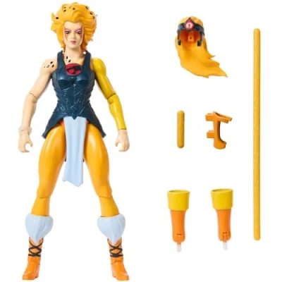 Imagen de Masters of the Universe Origins &amp; ThunderCats figura de acción, juguete Cheetara, cruce los años 80, articulada 14cm con armadura extraíble, bastón y minicómic, JFW94