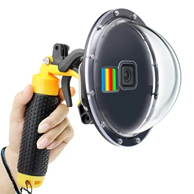 Imagen de GEPULY Puerto de cúpula para GoPro Hero 9, 10, 11, 12, Color Negro, Impermeable, Funda Buceo + Agarre Flotante Accesorios gatillo cámara 12/11/10/9, Negro