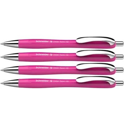 Imagen de Schneider 132554 Slider Rave XB Bolígrafo (edición especial limitada en color rosa, fabricado Alemania), 4 unidades, de escritura: azul