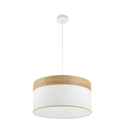 Imagen de FABRILAMP Colgante Cloe 2xE27 Blanco/blanca madera Clara Regx50x50 cm